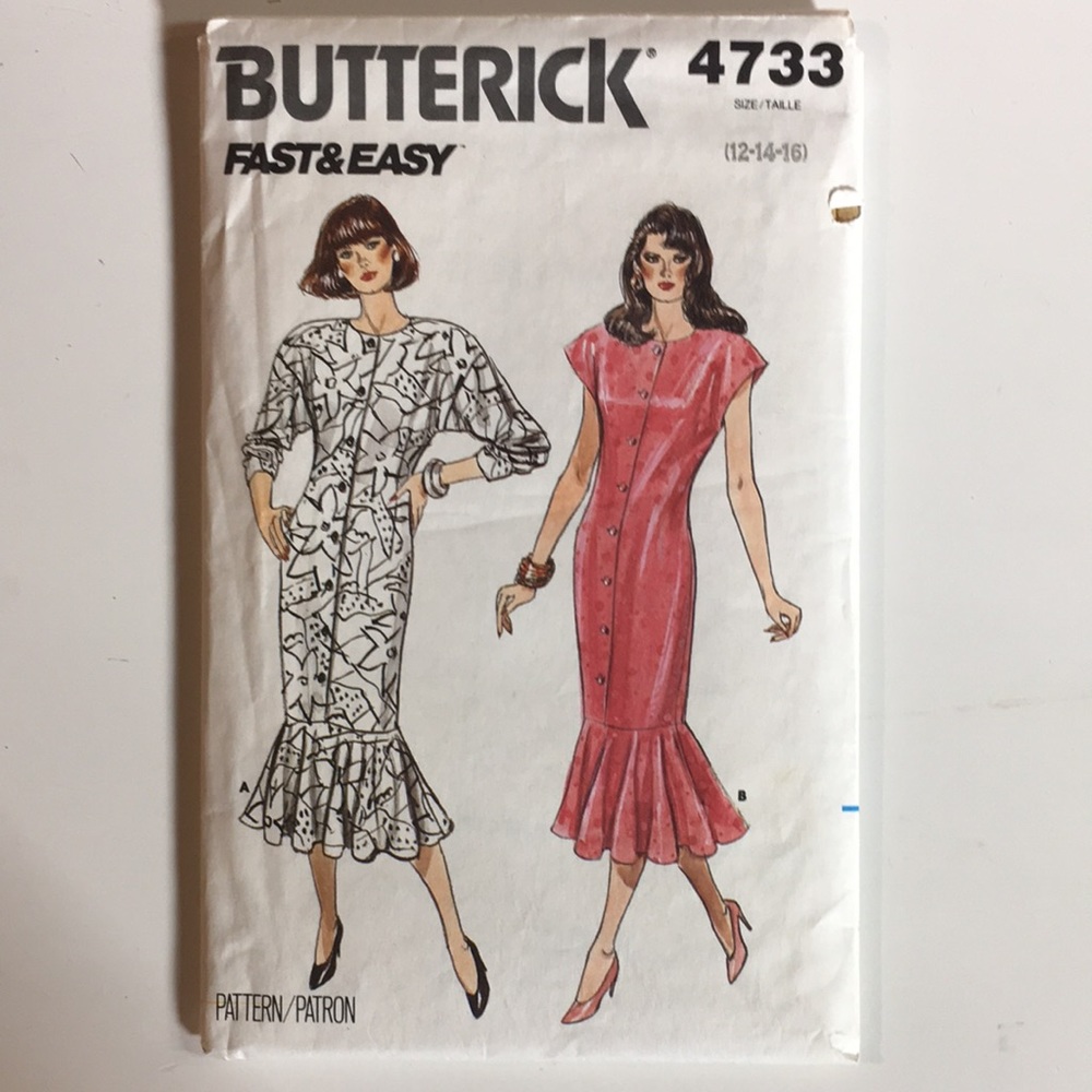 Sewing pattern for ladies dress size 12 through 16